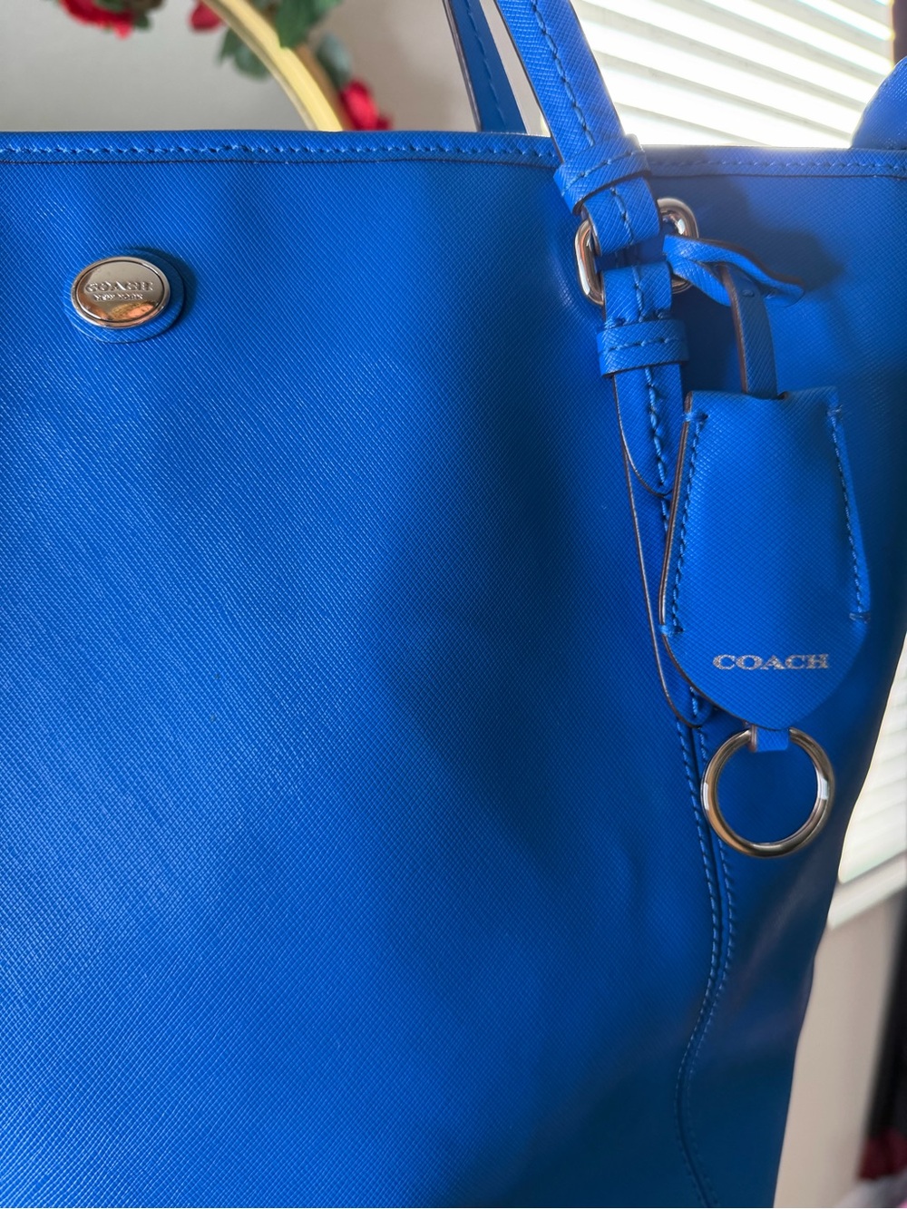 π Coach City Tote F27849 Bright Blue Saffiano Leather Shoulder Bag π - Picture 7 of 16